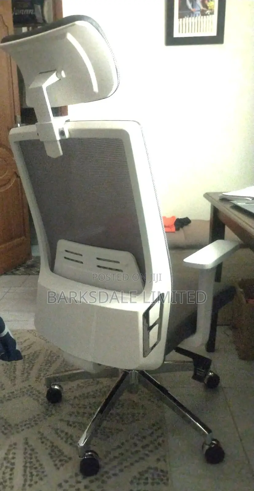 White Office Chair Ergonomic Back Mesh Arms Lumbar Support