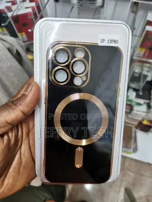 iPhone 13 Pro Gold Plated Magsafe Magnetic Phone Case Black