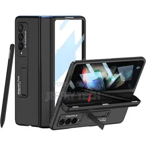 Z Fold 4 Case S Pen Holder, With Front Glass and Kickstand