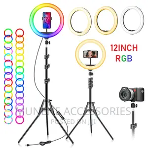 12 Inch RGB Ring Light With 82" Tripod - Dimmable