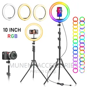 10 Inch RGB Ring Light With 82" Tripod - Dimmable