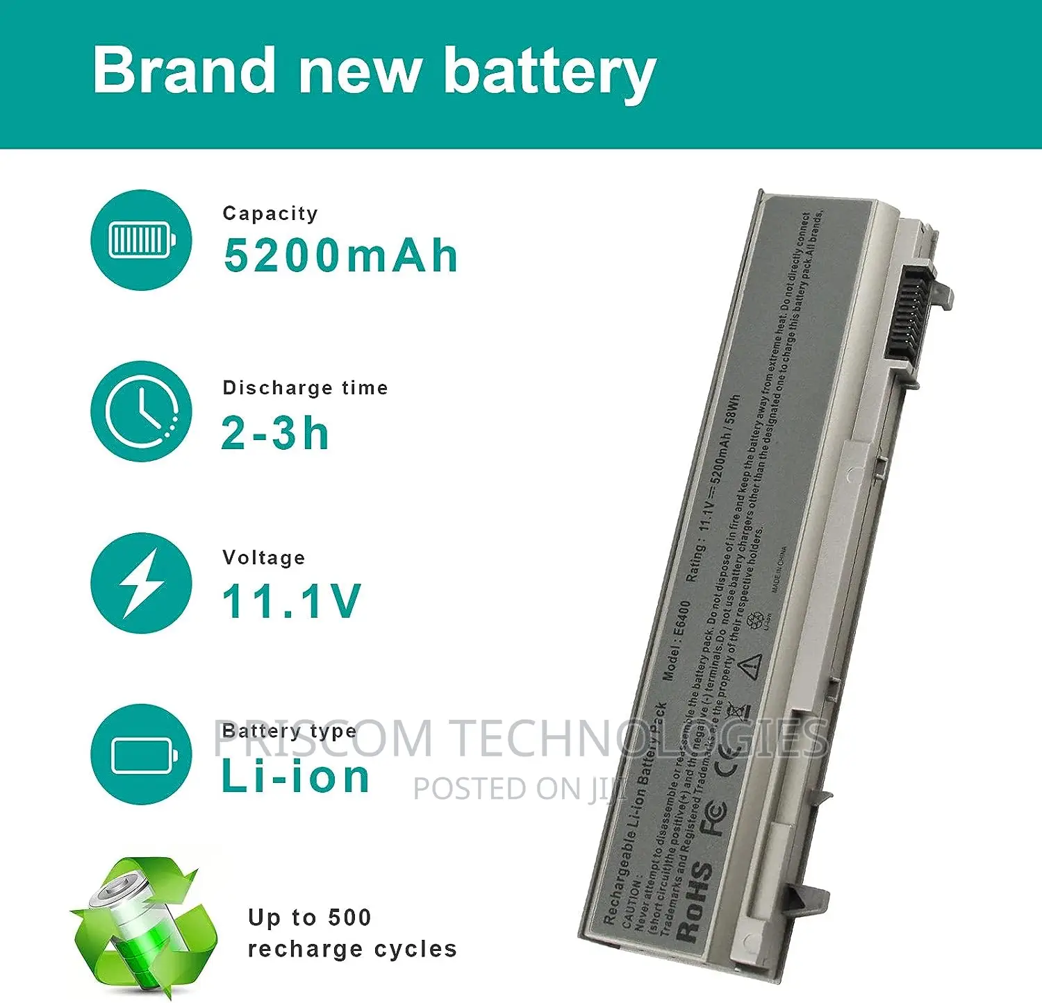 Battery For Dell Latitude E6400 E6410 E6500 E6510 Pt434