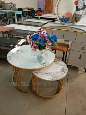 Pure Marble Nesting Table on Metallic Frames50/70cm Diameter