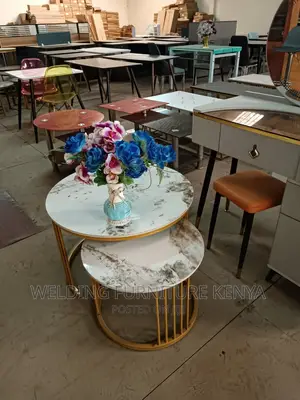 Pure Marble Nesting Table on Metallic Frames50/70cm Diameter