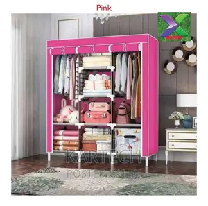Portable 3 Column Wooden Wardrobe