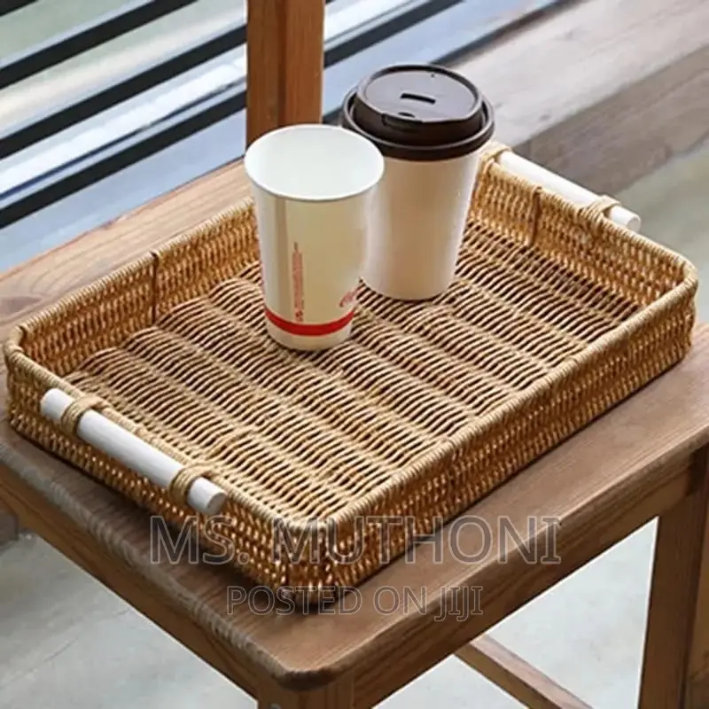 3 RATTAN TRAY Woven RECTANGLE in Shape.*