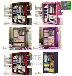Portable Metallic Wardrobe Three Column