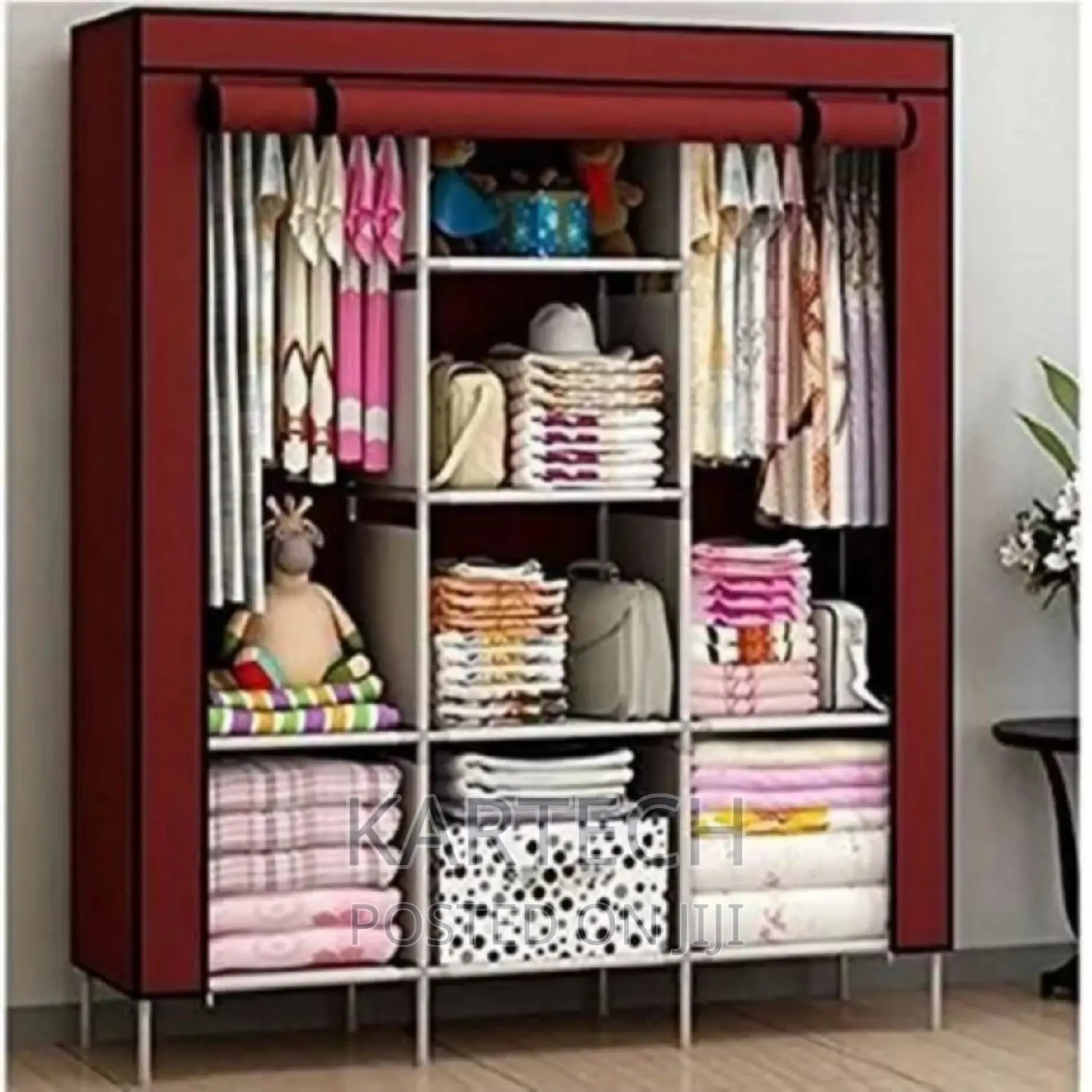 Portable Metallic Wardrobe Large Size 3 Column