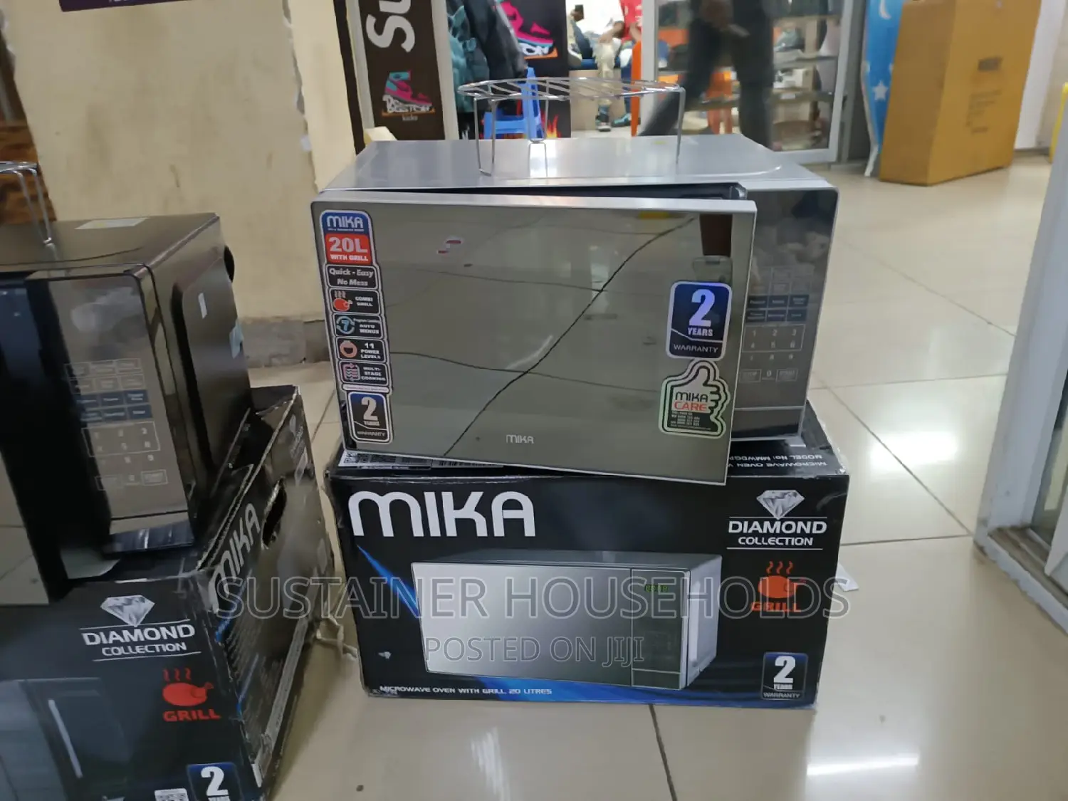 *Mika Microwave Oven Grill 20LTR .Door Push Button -SILVER