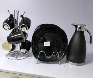 6 PCS 11" Quality Square Dinner Plate,6pcs Cups,2l Flask