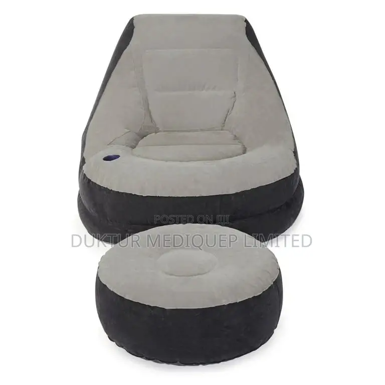 Inflatable Lounge Chair With Cup Holder and Ottoman Set