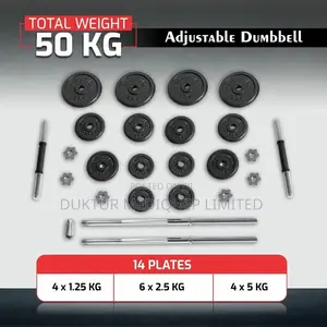 Unisex Adult Cast Iron Dumbbell 50kg - Black