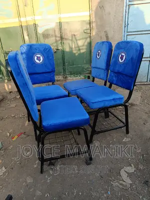 Church Chairs, Blue With Logo.