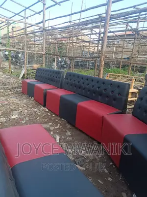 Couches, 3 Seater Red and Black.