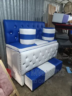 Pedicure Seat, 2 Seater Blue and White.
