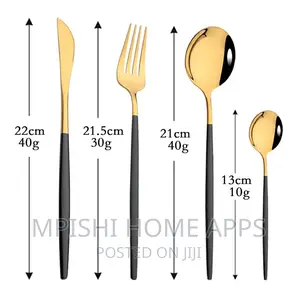 24pcs Cutlery Set Black Gold
