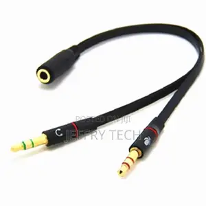 3.5 Mm Black Headphone Earphone Audio Cable Micphone Y Split