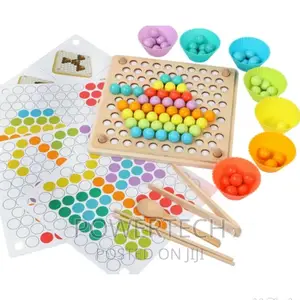 Wooden Toys Hands Brain Training Clip Beads Board Math Game