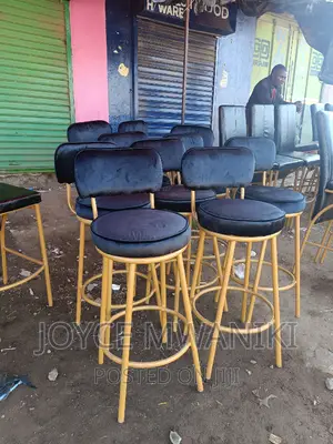 Counter High Stools, Black and Gold.