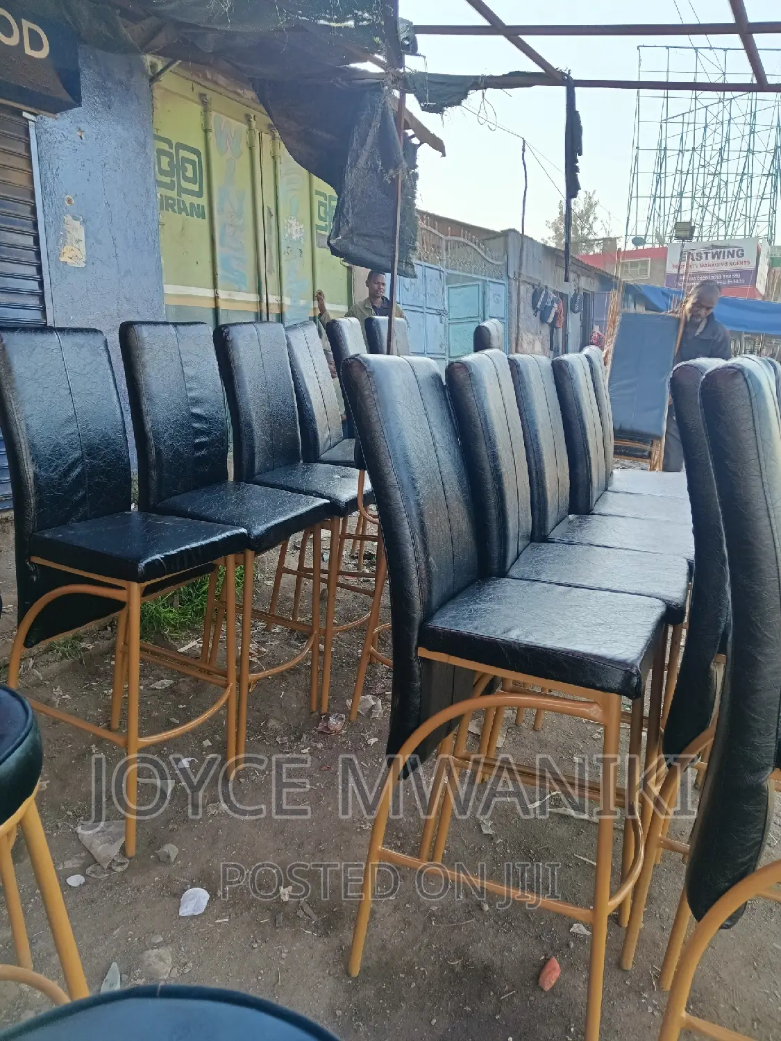 Executive High Chairs, Black and Gold.