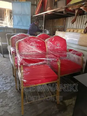 Church Chairs, Hot Red With Armrest and Logo.