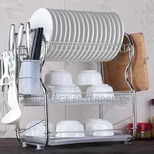 Dish Rack - 3 Tier - With Drain Board.