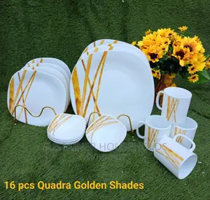 16pcs Square Quadra Golden Shades Dinner Sets