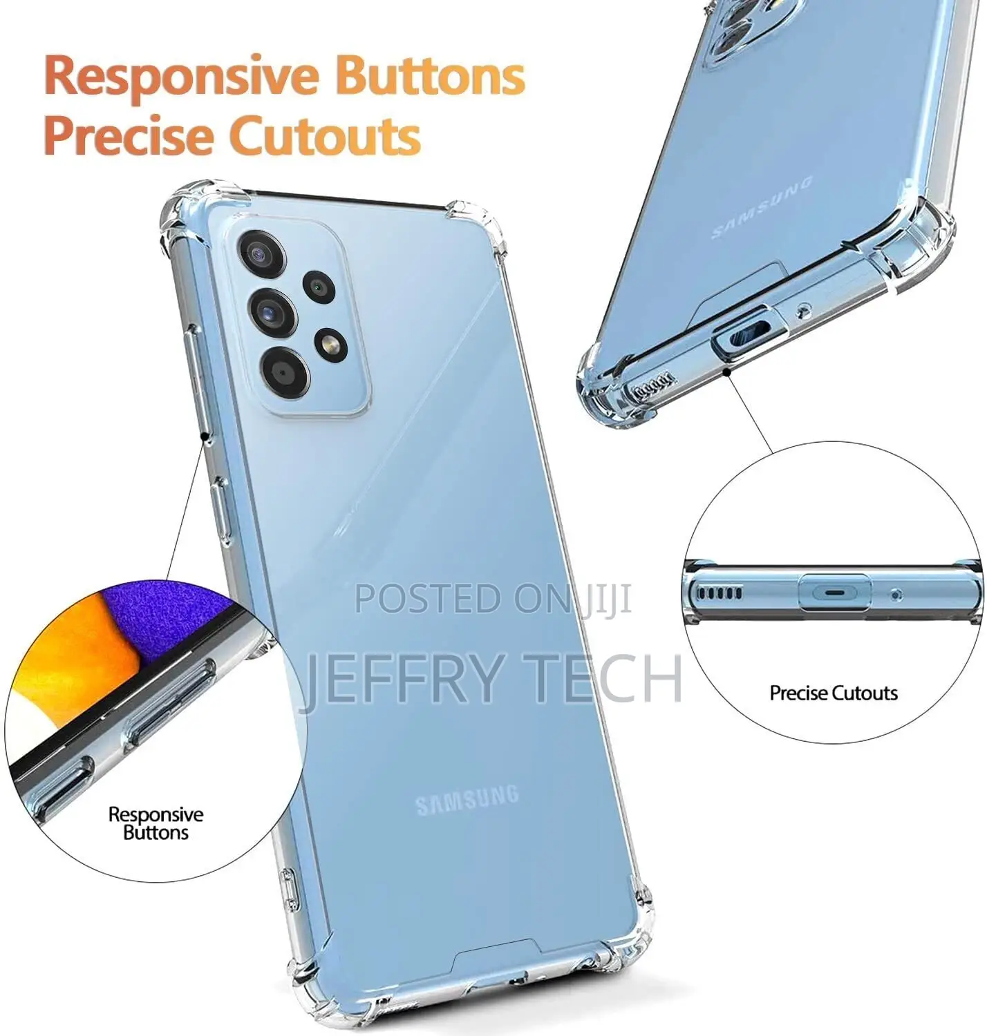 Samsung Galaxy A53 SM-A536U Clear Case Shockproof Hard Cover