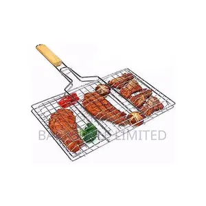 Stainless Steel LARGE BBQ Grill Basket Mesh Foldable Wire
