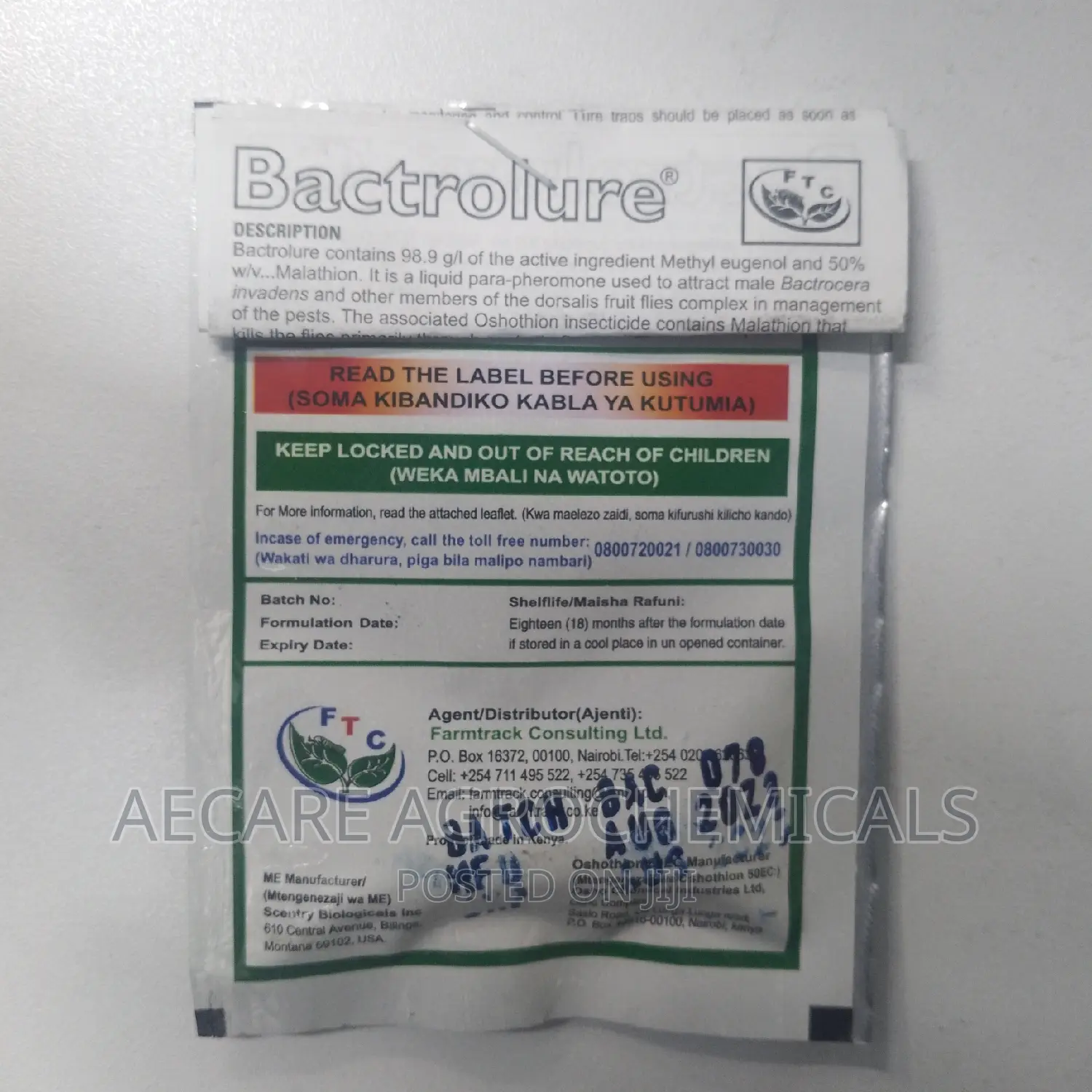 Bactrolure 98.9% Liquid 3ml Fruit Fly Attractant