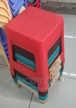 Red Kenpoly Plastic Bamboo Stool