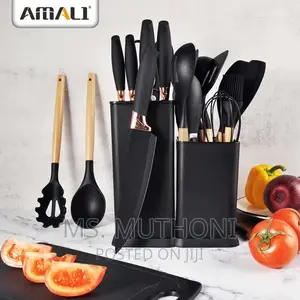 19pcs Set of Silicon Spoons ,Chopping Board ,Knife Set