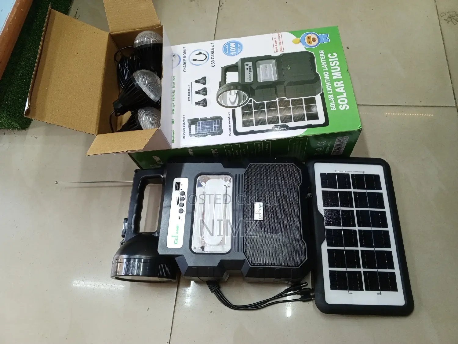 Solar Lighting System With Dual Solar Panel, 3 Bulbs,