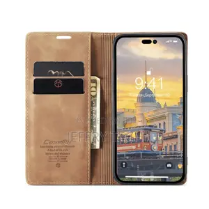 iPhone 15 Pro Max Caseme Multifunctional Flip Leather Brown