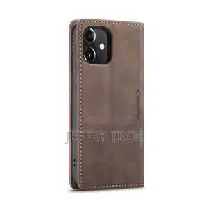 iPhone 12 / 12 Pro Flip Leather Case With Card Slot / Coffee