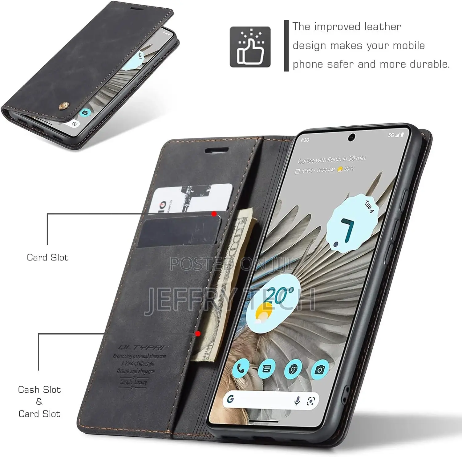 Case for Google Pixel 7A, Vintage PU Leather Wallet Case Car