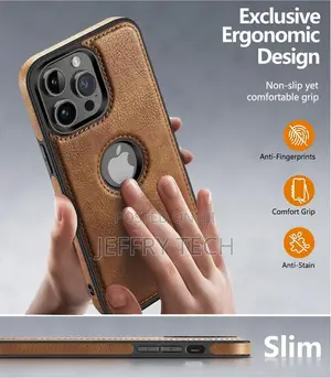 For iPhone 15 Pro Max Case Vegan Leather Slim Luxury Elegant