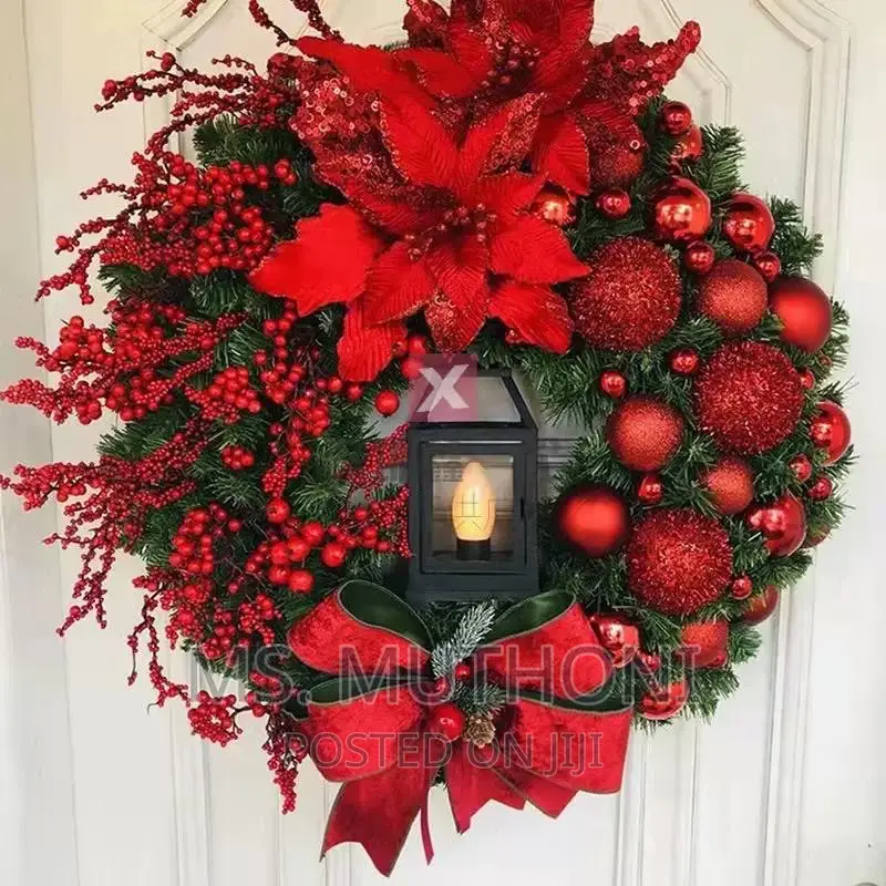 Front Door / Wall Christmas Wreath With a Lamp