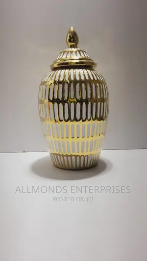 Ceramic Gold Plated Vase White and Ginger Like