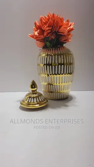Ceramic Gold Plated Vase White and Ginger Like