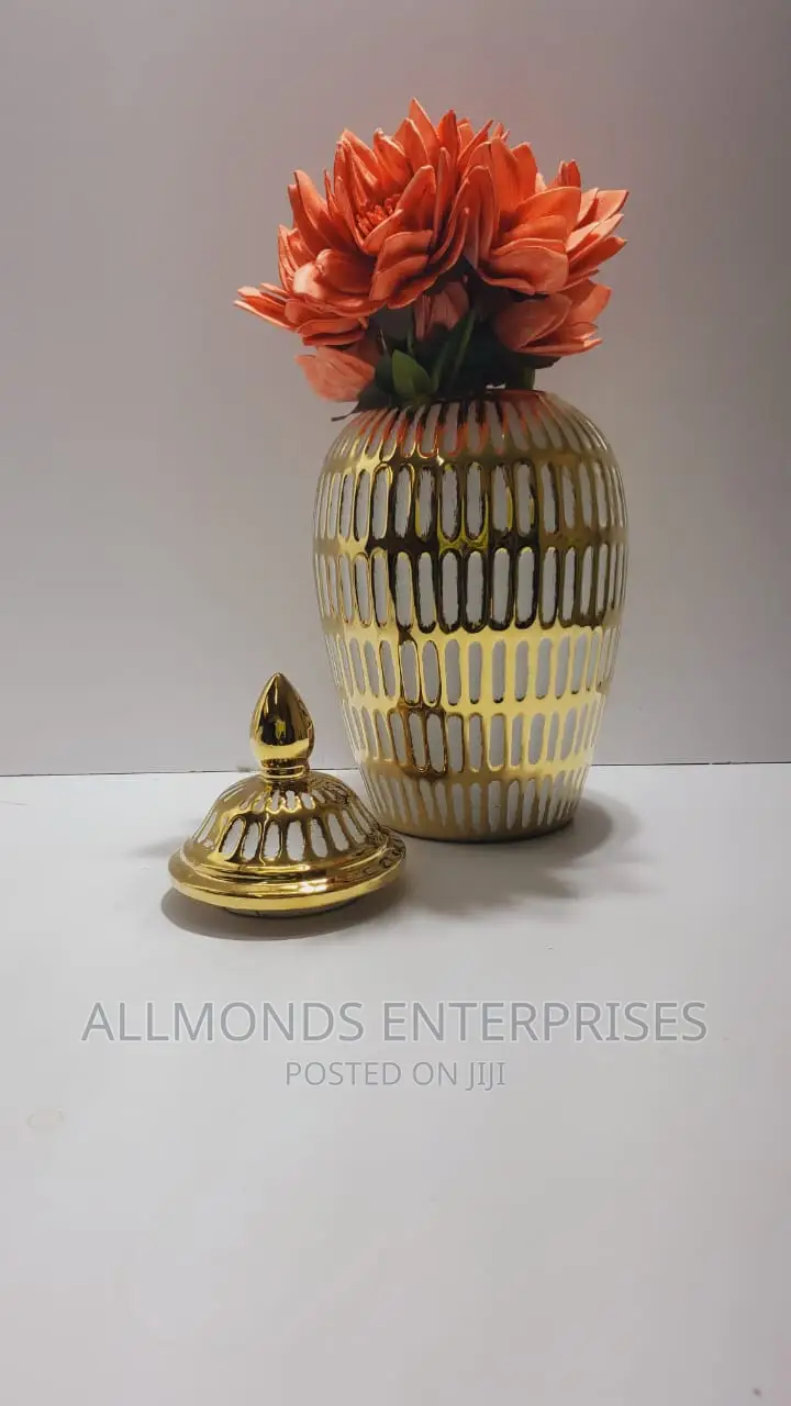 Ceramic Gold Plated Vase White and Ginger Like