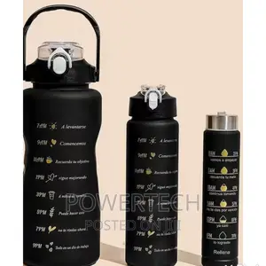 Black Themed Motivational Water Bottles 3pcs Set.