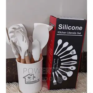 12pcs Silicone Spoon Set With a Plastic Stand