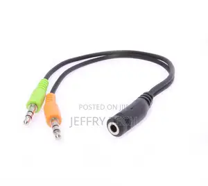 3.5mm Cell Phone Headset to Computer Splitter Adapter Use He