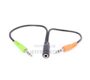 3.5mm Cell Phone Headset to Computer Splitter Adapter Use He