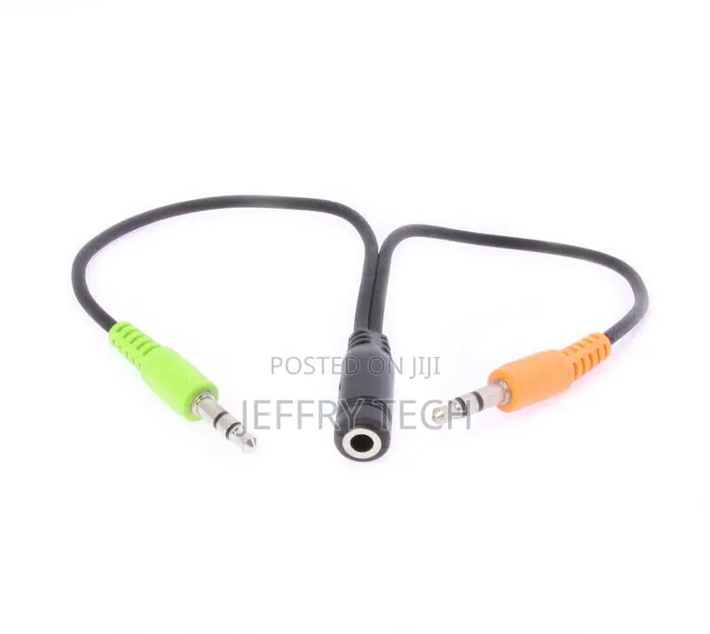 3.5mm Cell Phone Headset to Computer Splitter Adapter Use He
