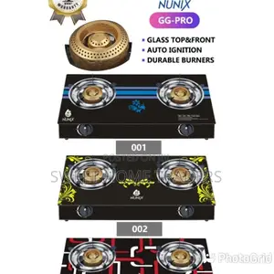 Nunix Glass Table Top Double Burner Gas