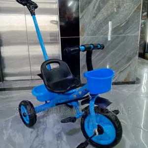 Push Tricycle Blue Tricycle With Push Handle