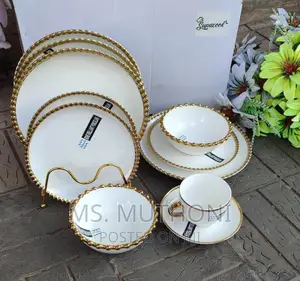 30pcs Nordic Classy Dinner Set With Gold Rim*