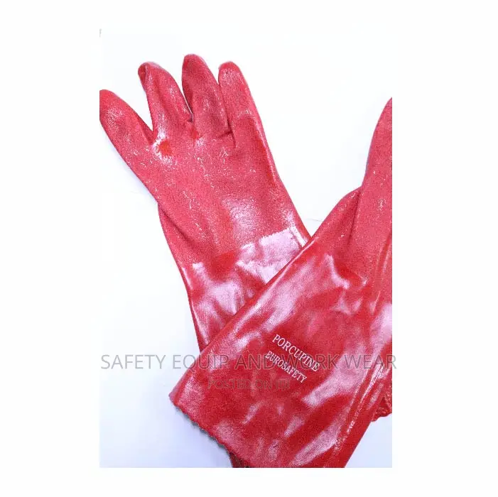 Red PVC Rubber Gloves